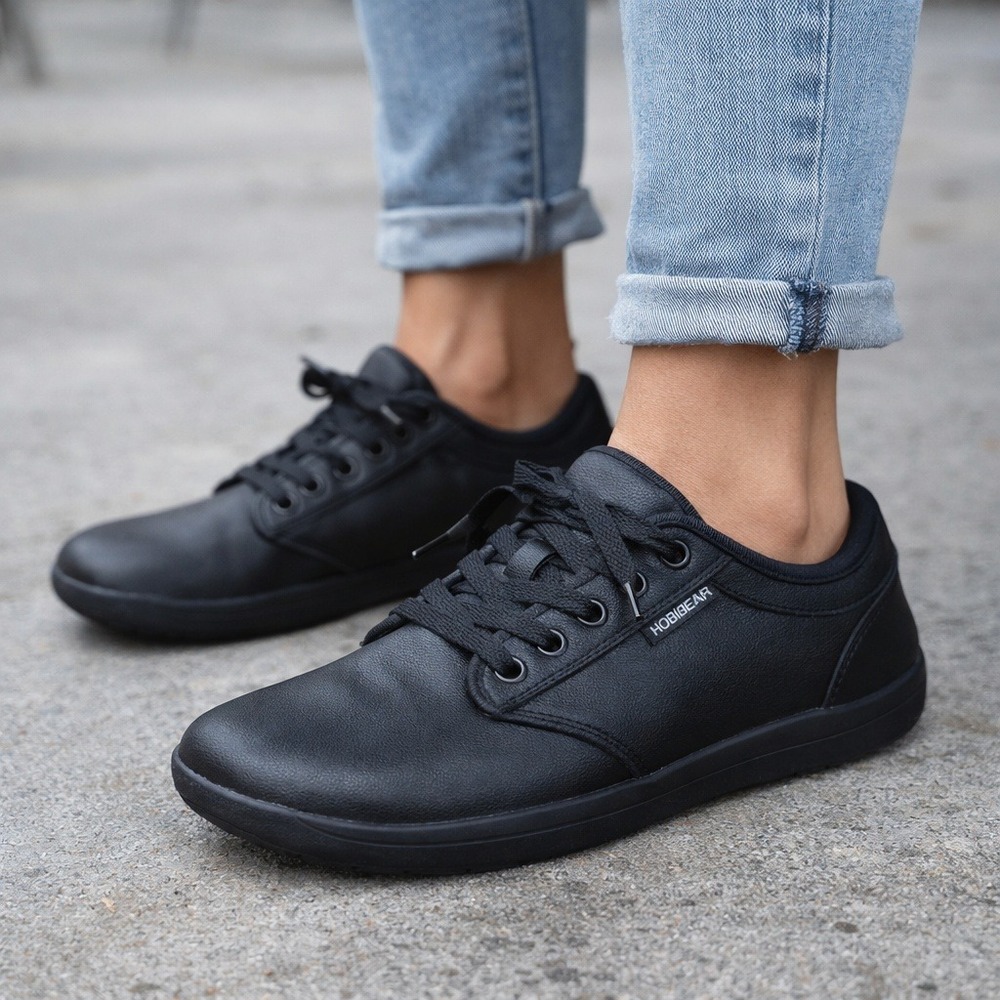 Hobibear Barefoot Minimalist Zero Drop Shoes Wide Toe Black Women's 6.5 EU 37